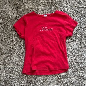 Red Hawaii rhinestone baby tee